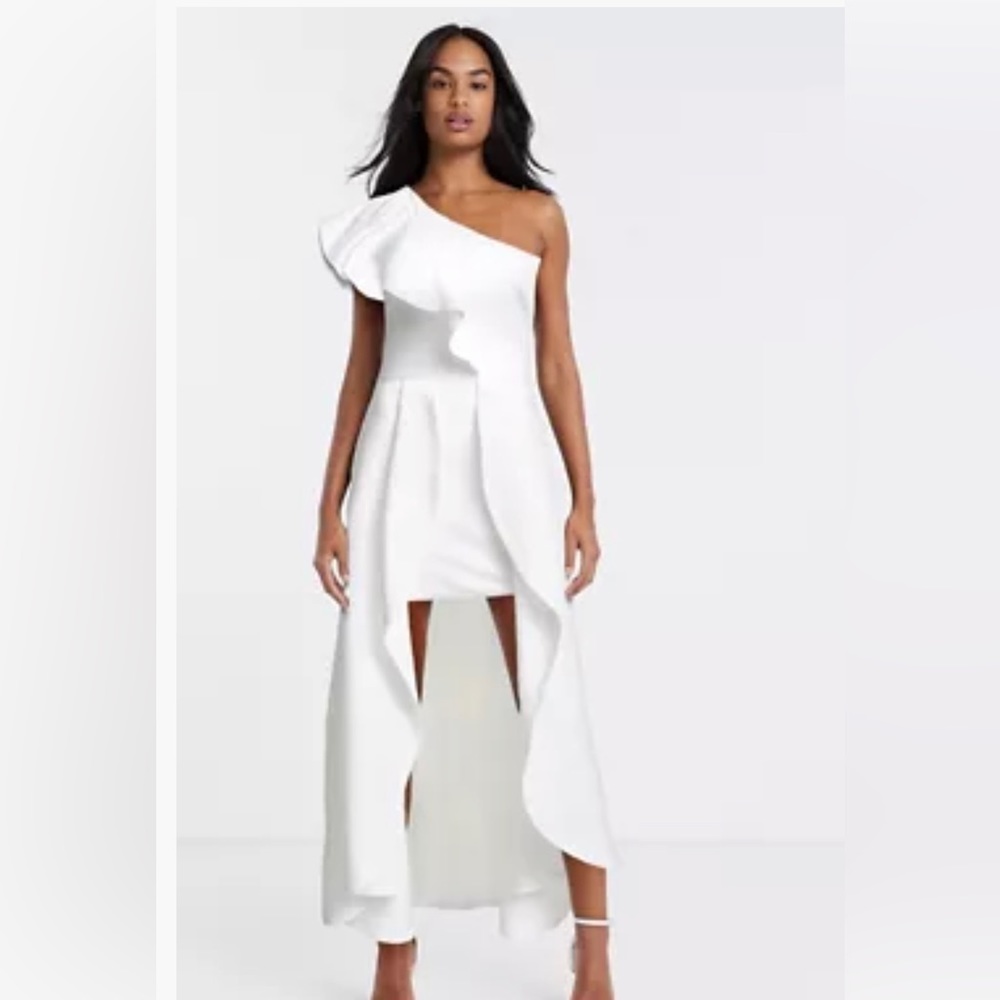 ASOS size 4 one shoulder ruffle high low dress